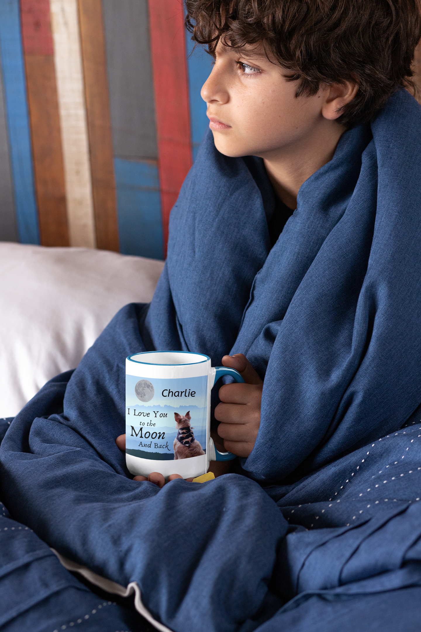 I Love You To The Moon and Back Blue Mug