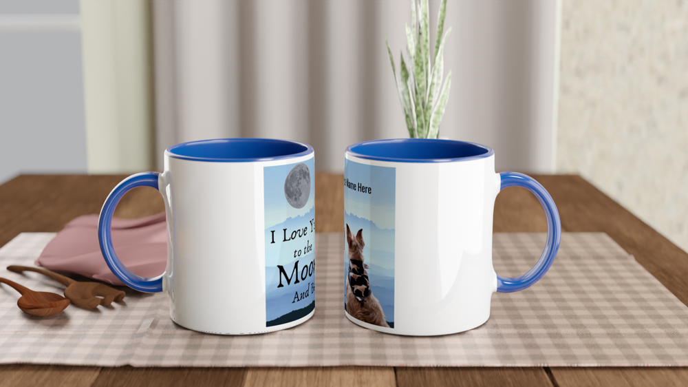 I Love You To The Moon and Back Blue Mug